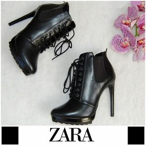 Zara Platform Lug Sole Lace-Up Booties
